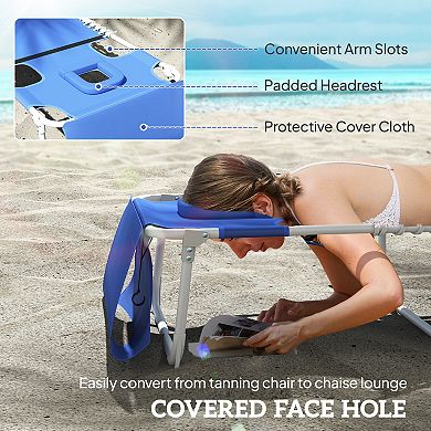 Outsunny Tanning Chair with Face Hole and Side Table,