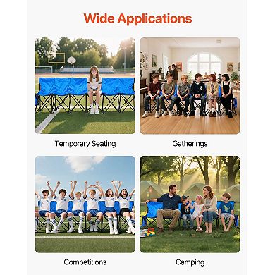 Folding Sports Bench with Backrest and Side Pockets for Outdoor or Indoor Use