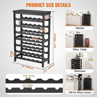 Freestanding Wine Rack Holds 42 Bottles for Kitchen or Dining Room