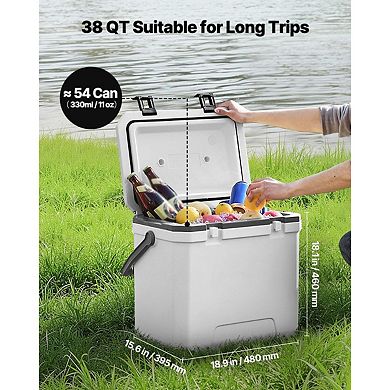 Lightweight 38 Quart Ice Cooler with Top Handle for Travel and Outdoor Use