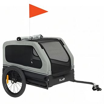 PawHut Dog Bike Trailer, Dog Trailer w/ Flip-Down Ramp Tailgate,