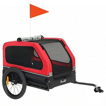 PawHut Dog Bike Trailer, Dog Trailer w/ Flip-Down Ramp Tailgate,