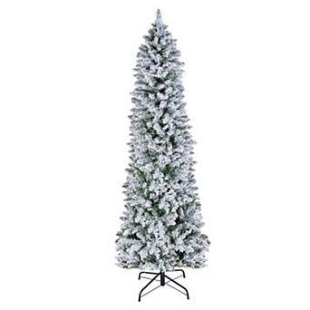 Prelit Flocked Artificial Christmas Tree with Multicolor LED Lights and Remote