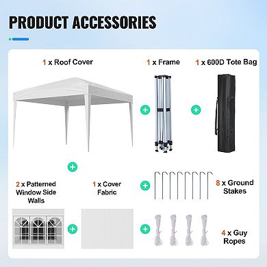 Pop-Up Canopy Tent with Sidewalls, Adjustable Height