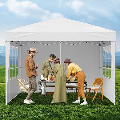 Pop-Up Canopy Tent with Sidewalls, Adjustable Height