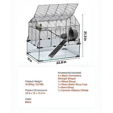 Modern Hamster Cage with Ventilation and Clear Panels