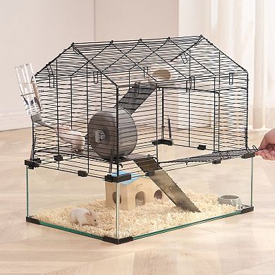 Modern Hamster Cage with Ventilation and Clear Panels