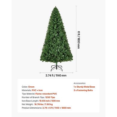 Artificial Christmas Tree Unlit Full Shape with Metal Base