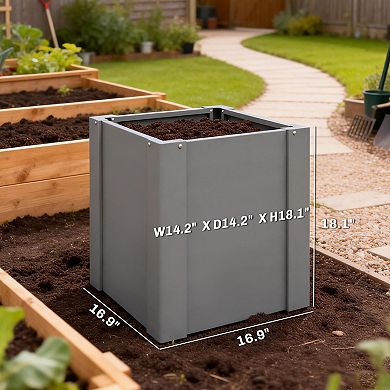 Outsunny Raised Garden Bed Galvanized Planter Box 1.4x1.4x1.5ft,