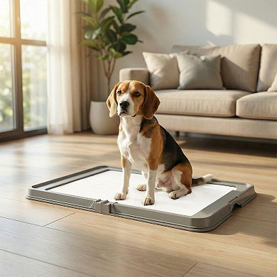 PawHut Pee Pad Holder, Foldable Dog Indoor Potty Tray, 34inch x 24.5inch