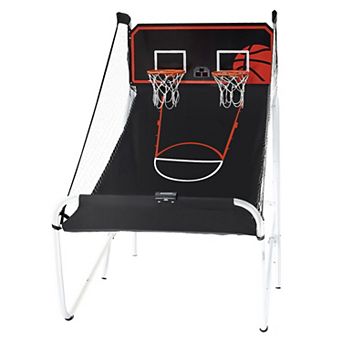 Foldable Basketball Arcade Game with Dual Hoops, Sound Effects, and 5 Balls