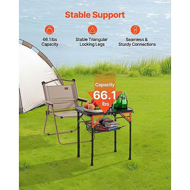 Adjustable Folding Camping Table for Picnic, Beach, Tailgates, and Indoor Use