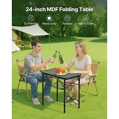 Adjustable Folding Camping Table for Picnic, Beach, Tailgates, and Indoor Use