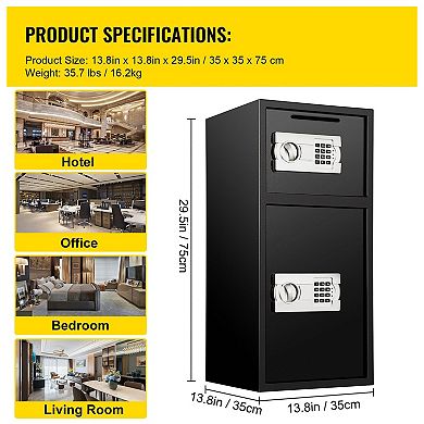 Digital Drop Slot Safe with Dual Compartment Storage and Keypad Lock
