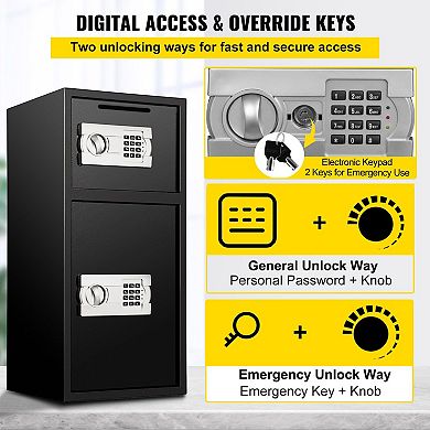 Digital Drop Slot Safe with Dual Compartment Storage and Keypad Lock