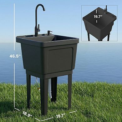 Outsunny Portable Camping Sink, Handwashing Station Basin,