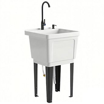Outsunny Utility Sink Laundry Tub, Freestanding Laundry Sink,