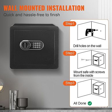 Digital Safe with Keypad, Backup Key, and Dual Alarm