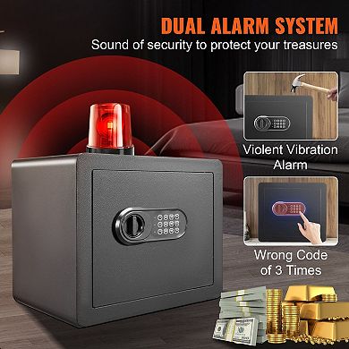 Digital Safe with Keypad, Backup Key, and Dual Alarm