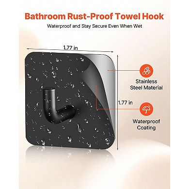 Stainless Steel Adhesive Wall Hook for Bathroom and Entryway