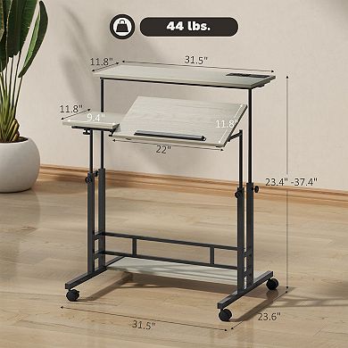 HOMCOM Adjustable Standing Desk, Stand Up Desk with Power Outlets,