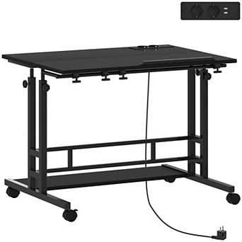 HOMCOM Adjustable Standing Desk, Stand Up Desk with Power Outlets,