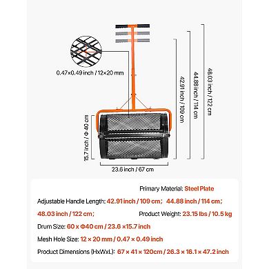 Steel Garden Spreader with 3-Height Handle for Even Lawn Coverage