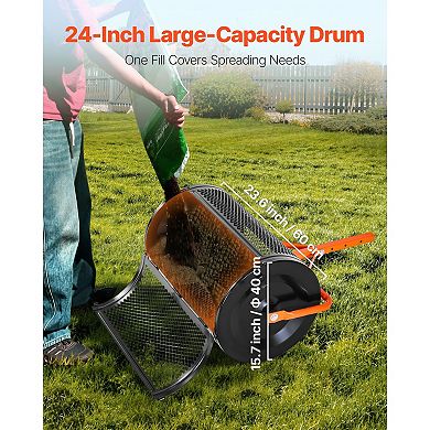Steel Garden Spreader with 3-Height Handle for Even Lawn Coverage
