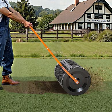 Steel Garden Spreader with 3-Height Handle for Even Lawn Coverage