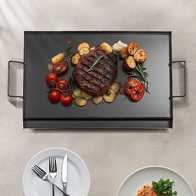 Carbon Steel Griddle for Gas and Electric Stovetops with Removable Handles