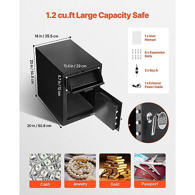 Front Drop Slot Depository Safe with Digital Keypad