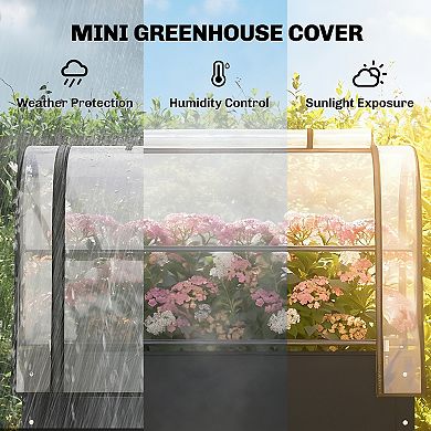Outsunny Metal Raised Garden Bed with Flip-Up Greenhouse Cover