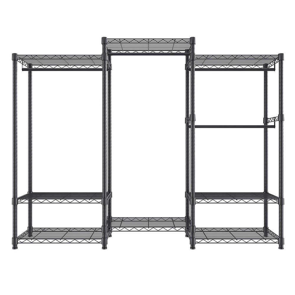 Heavy-Duty Modular Clothes Rack with 8 Shelves and 4 Hanging Rods