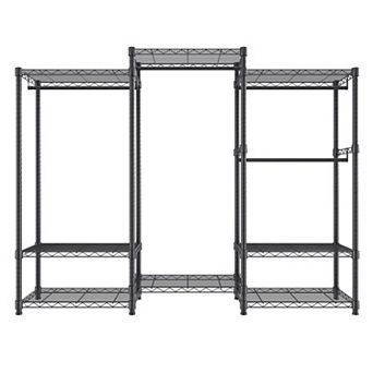 Heavy-Duty Modular Clothes Rack with 8 Shelves and 4 Hanging Rods