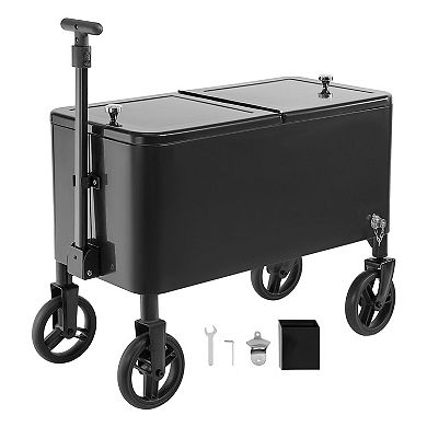 Outdoor Cooler Cart with Telescopic Handle, 4 Wheels, Ideal for Parties
