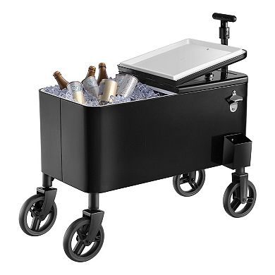 Outdoor Cooler Cart with Telescopic Handle, 4 Wheels, Ideal for Parties