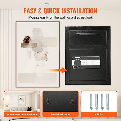 Compact Digital Deposit Safe with Emergency Key and Wall and Floor Mount