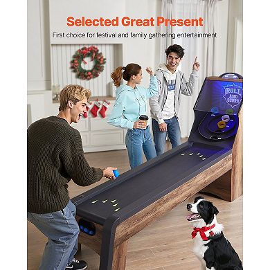 9-Foot Roll and Score Arcade Skeeball Table with LED Effects and Electronic Scorer
