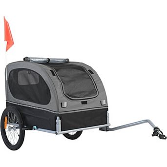 Dog Bike Trailer with Steel Frame, Mesh Panels, and Quick-Connect Attachment