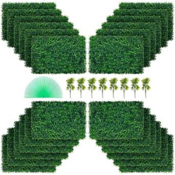 24-Pack Artificial Grass Wall Panels for Indoor and Outdoor Privacy
