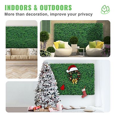 24-Pack Artificial Grass Wall Panels for Indoor and Outdoor Privacy