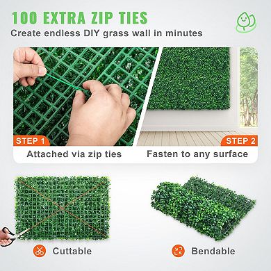 24-Pack Artificial Grass Wall Panels for Indoor and Outdoor Privacy