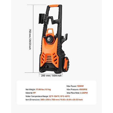 Adjustable Electric Pressure Washer 1900W for Cars, Decks, Patios, RVs