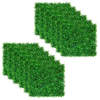 12-Pack Boxwood Hedge Wall Panels 10x10 in for Indoor and Outdoor Privacy
