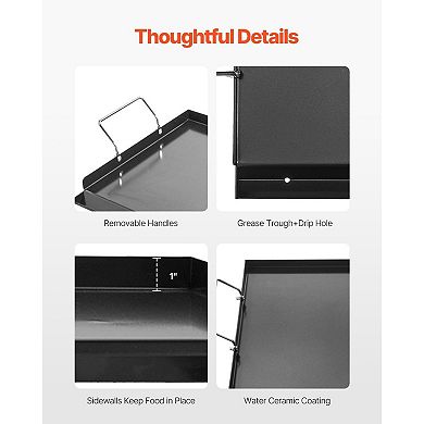 Carbon Steel Griddle for Gas and Electric Stovetops with Grease Trough