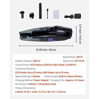 Cordless Handheld Vacuum with Dual-Motor Suction for Home and Car