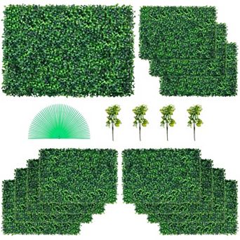 12-Pack Artificial Grass Wall Panels 24 x 16 in for Indoor and Outdoor Privacy