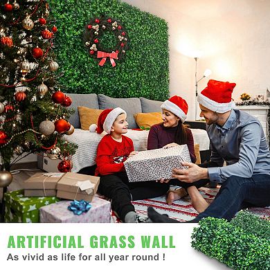12-Pack Artificial Grass Wall Panels 24 x 16 in for Indoor and Outdoor Privacy