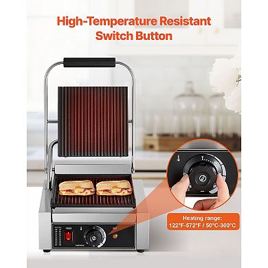 Compact Multifunction Panini Grill for Home or Small Kitchen Use, Non-Slip Feet