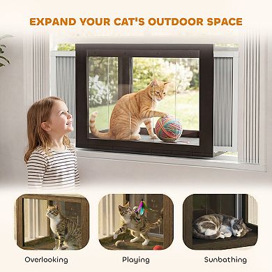 PawHut Window Catio Outdoor Cat Enclosure Adjustable 25inch41inch